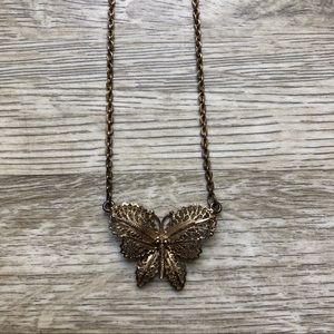 Vintage Sterling Van Lou Filigree Butterfly Necklace
